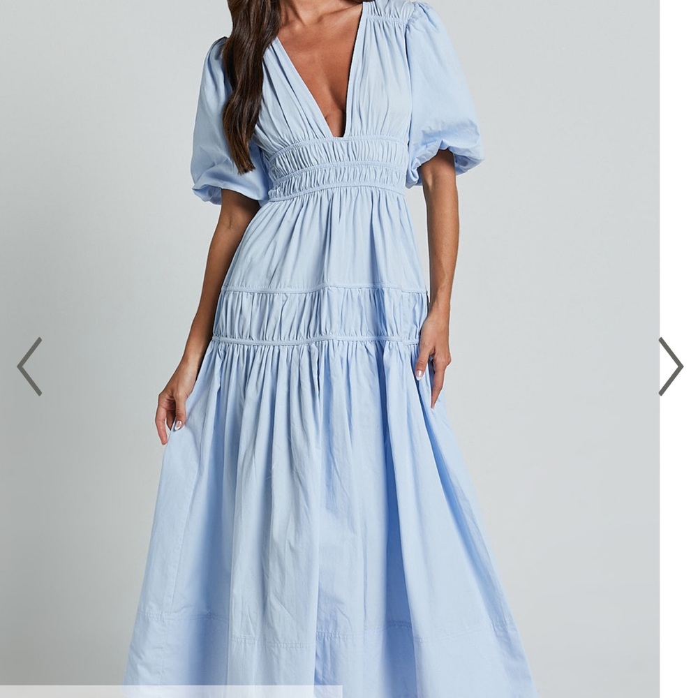 Like new SHOWPO puff sleeve plunge tiered dress